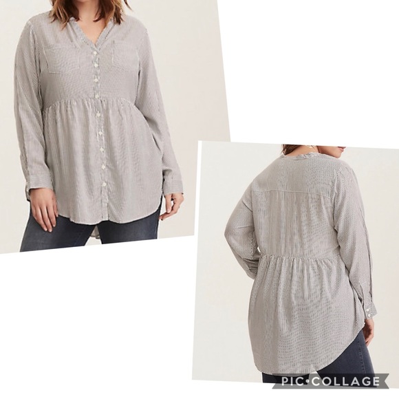 torrid Tops - Torrid Emma Striped Challis Babydoll Tunic Sz 00
